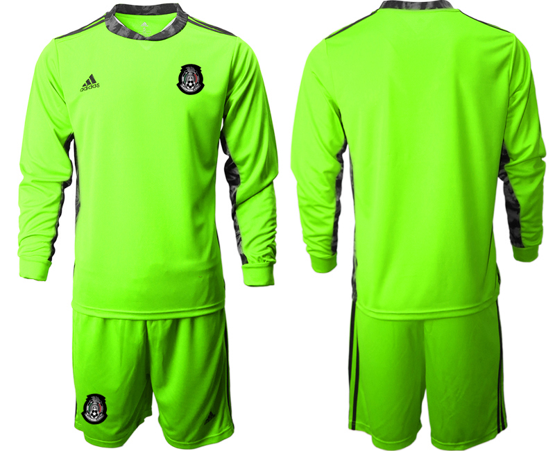 Men 2020-2021 Season National team Mexico goalkeeper Long sleeve green Soccer Jersey
